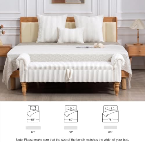 60" storage bench for bedroom,end of bed bench on a desk or shelf