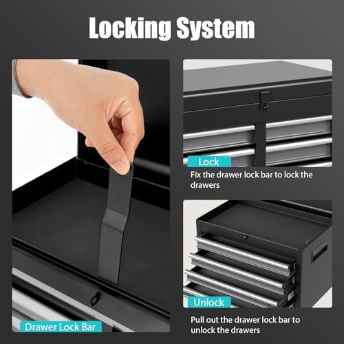 rolling tool chest, 5-drawer tool storage cabinet with on a desk or shelf