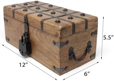 nautical cove treasure chest wooden box with antique, side view