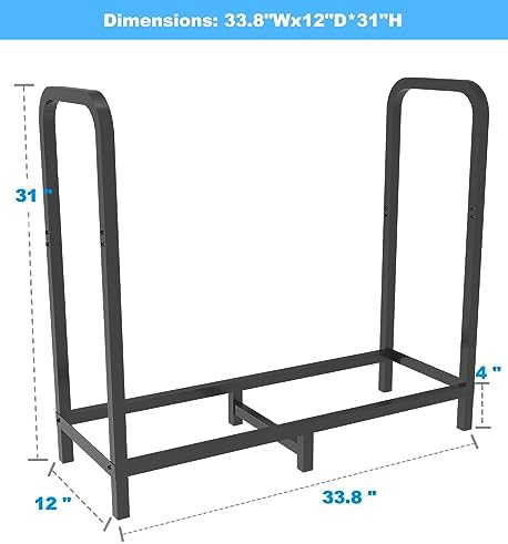 2.8ft firewood rack holder, adjustable heavy duty fire, close-up detail