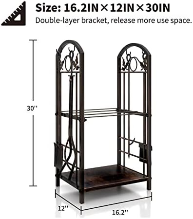 firewood racks with fireplace tools 30 inch retro shown in use