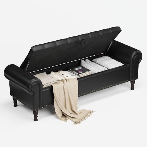 youdenova 60” ottoman with storage, upholstered storage ottoman, view 9