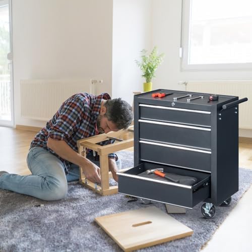 winado 4 drawer rolling tool cabinet, lockable steel shown in use