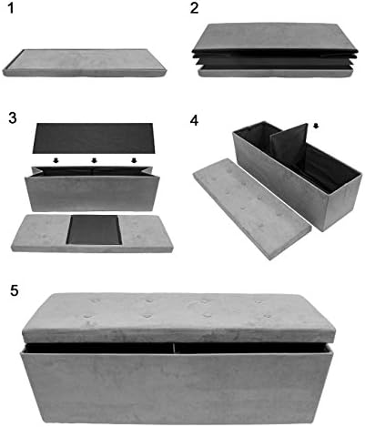 sorbus collapsible storage ottoman bench (grey, large (15” on a desk or shelf
