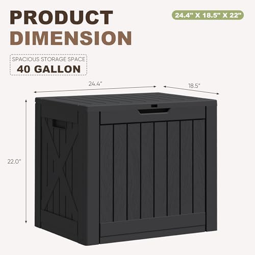 greesum 40 gallon resin deck box, outdoor storage on a desk or shelf