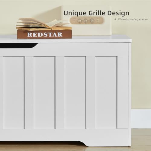 vankiley 47.2" storage chest extra large, storage bench.(white) on a desk or shelf