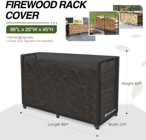 porch shield 8ft waterproof firewood rack cover (cover shown in use