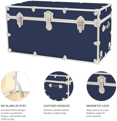 rhino classic xxl storage trunk, college dorm chest, side view