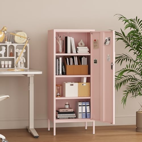 steehoom metal locker cabinet lockable bathroom storage cabinet, front angle view