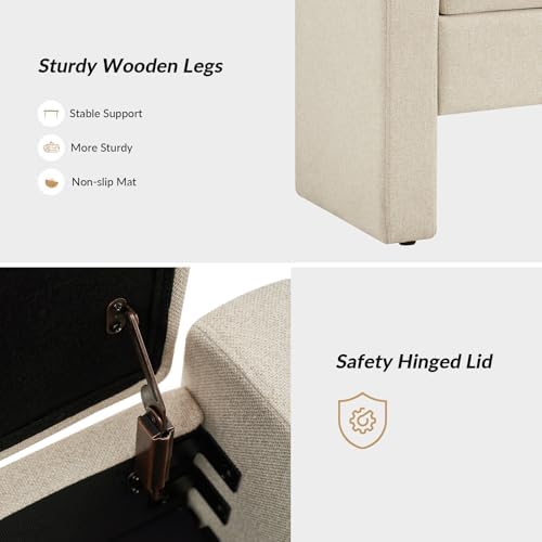 55" modern upholstered storage bench with tufted seat, package contents