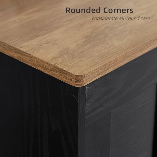 vankiley 51.2" storage chest extra large,wooden storage bench,black+brown on a desk or shelf