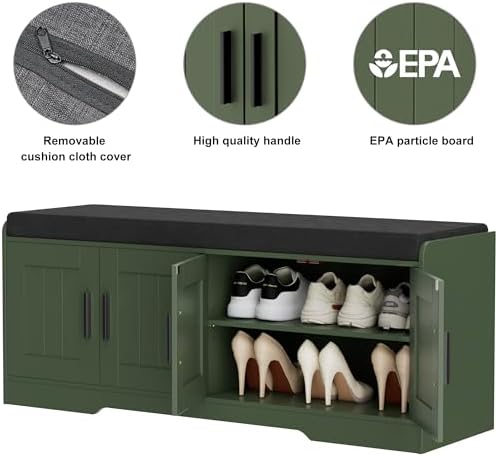 homleke shoe storage bench, 4 doors & thickened, front angle view