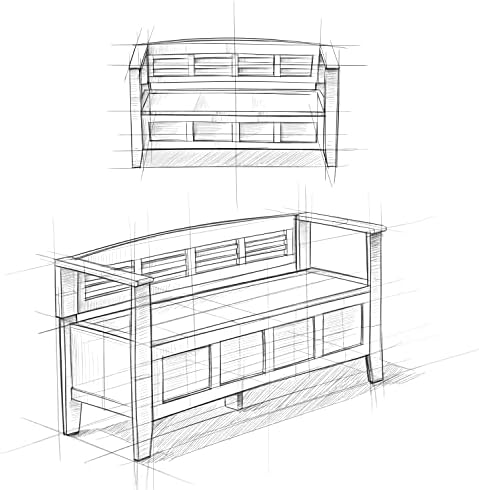 simplihome adams 48" wide solid wood storage bench, view 11