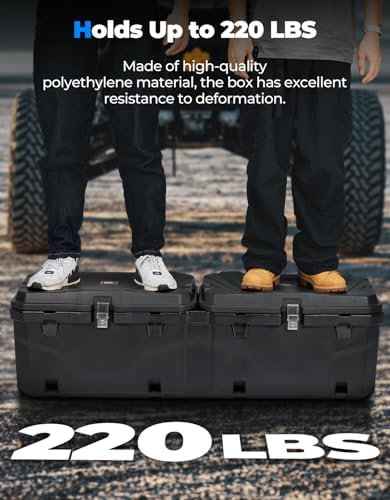 kemimoto utv cargo storage box 110l/29gal, large capacity showing dimensions