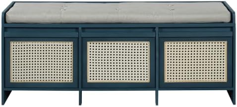 softsea 48" shoe storage bench with cushion, 2-tier, side view