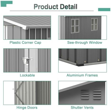 yopto 4x10 ft outdoor shed with floor frame, front angle view