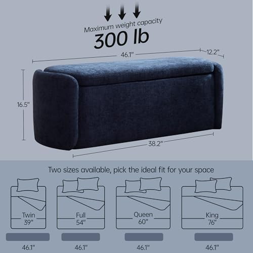 vknow storage bench, upholstered storage ottoman bench with shown in use