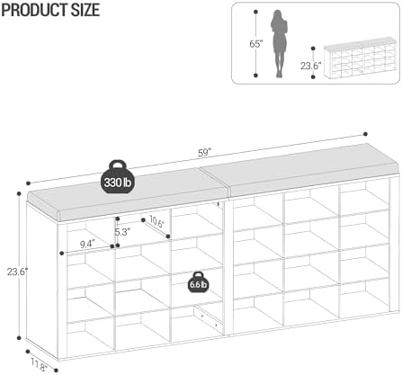hzuaneri shoe storage bench with cushion, storage bench shown in use