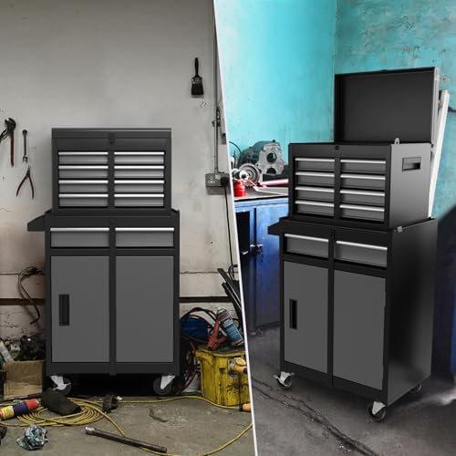 tangzon lockable tool cabinet, rolling tool chest combo, view 9