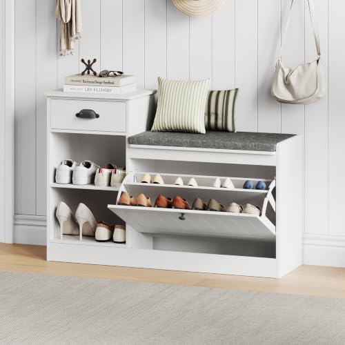 shoe storage bench, modern wooden shoe cabinet with, main product view