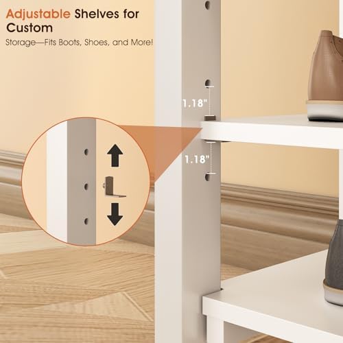 iunvr shoe rack bench seat rubberwood 3-tier wooden, side view