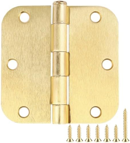 12 Pack Interior Door Hinges Brushed Brass 3.5 inch X 3-1/2" 5/8 Radius by TDCHINGES