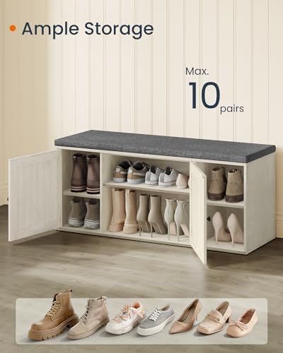songmics home shoe storage bench, snapsemble superfast assembly showing dimensions