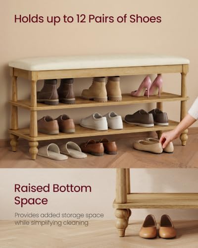 vasagle 2-tier shoe bench, wooden entryway bench, 39.4 on a desk or shelf