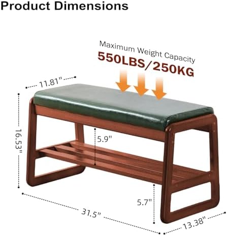 sobibo solid wood shoe bench, 2-tier wooden entryway shown in use