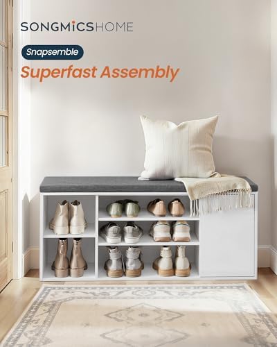 songmics home shoe storage bench, snapsemble superfast assembly, close-up detail