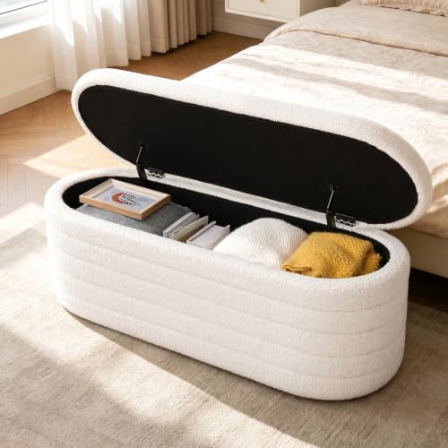 ottoman with storage 45.5" sherpa storage ottoman white, package contents
