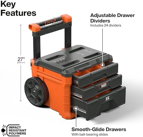 klein tools 54890mb modbox three drawer rolling toolbox shown in use