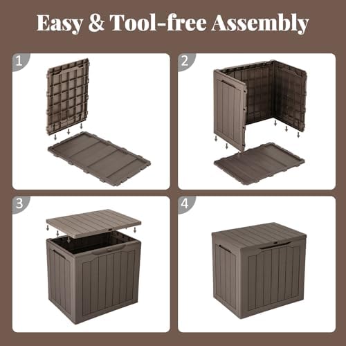 tangkula 30 gallon outdoor storage box with lockable, front angle view