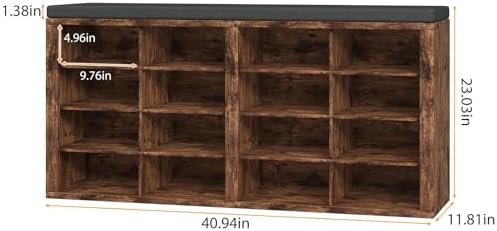shoe rack bench, shoe storage bench with cushion shown in use
