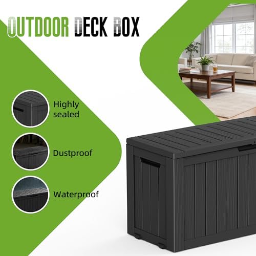 85 gallon outdoor storage deck box waterproof resin, close-up detail