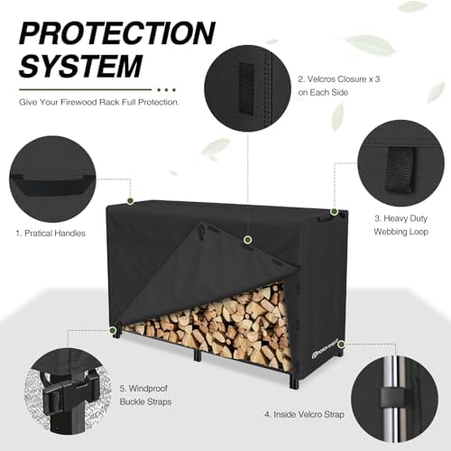 porch shield 8ft waterproof firewood rack cover (cover, side view
