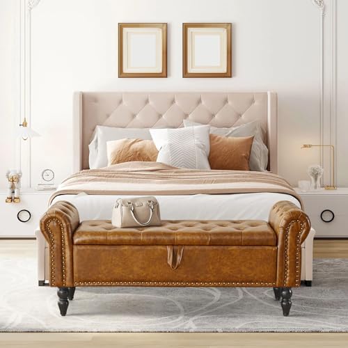 furniliving storage ottoman bench, leather benches end of shown in use