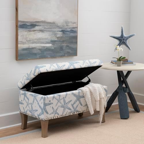 linon stephanie cream and light blue starfish fully showing dimensions