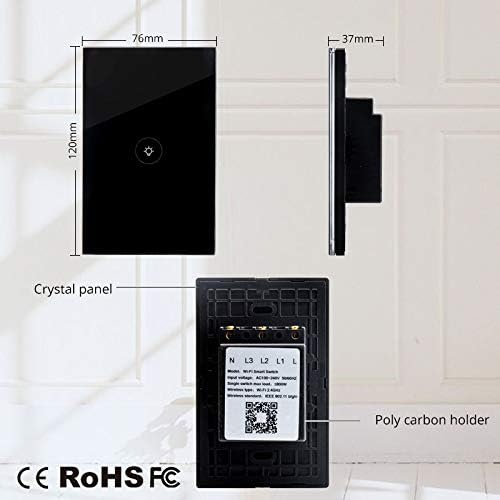WiFi Smart Wall Touch Light Switch Glass Panel Wireless Remote Control by - Image 6