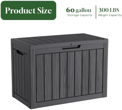 patiozen 60 gallon outdoor storage box, waterproof patio shown in use
