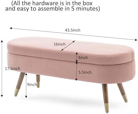 iafike oval storage bench 43.5" ottoman bench upholstered shown in use