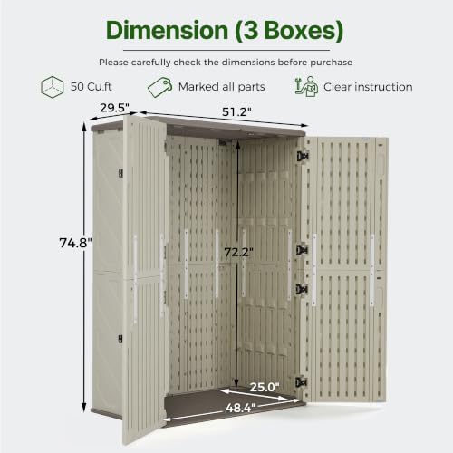 macrout 50 cu ft outdoor storage cabinet, waterproof shown in use
