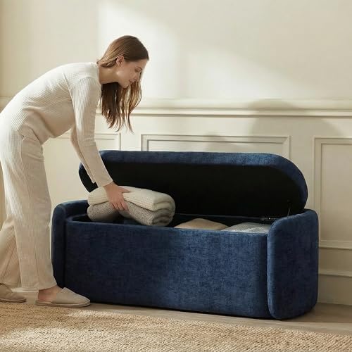 vknow storage bench, upholstered storage ottoman bench with on a desk or shelf