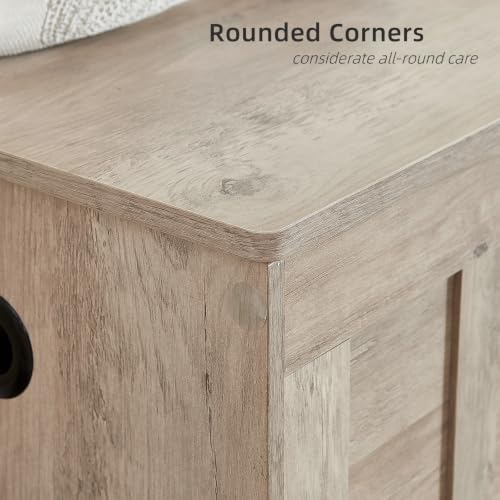 vankiley 47.2" storage chest extra large,wooden storage bench(greige)., front angle view