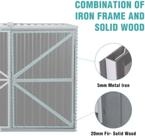 outdoor storage shed 4.2x2.2ft with metal frame & shown in use