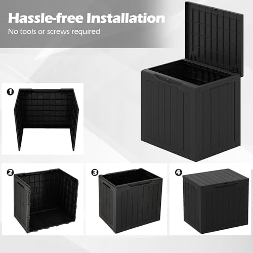 giantex 25 gallon outdoor storage box, patio deck, front angle view