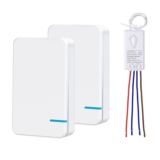 Thinkbee 3 Way Wireless Switch and Receiver Kit, Dual Remote Control, No Wiring by Thinkbee
