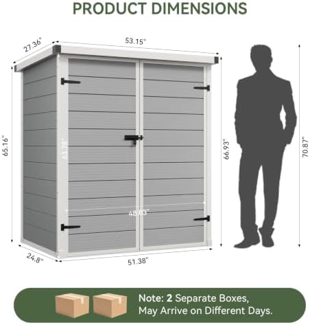aoxun 55 cuft outdoor tall storage shed, 5×3×7ft, view 9