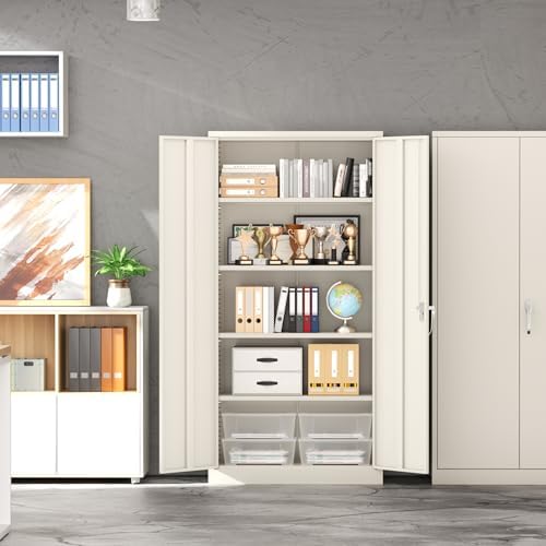intergreat metal garage storage cabinet with lock, 72" on a desk or shelf