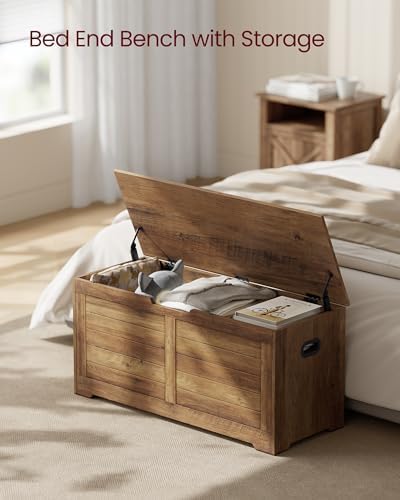 vasagle storage chest, 39.4 inches width bench with, side view